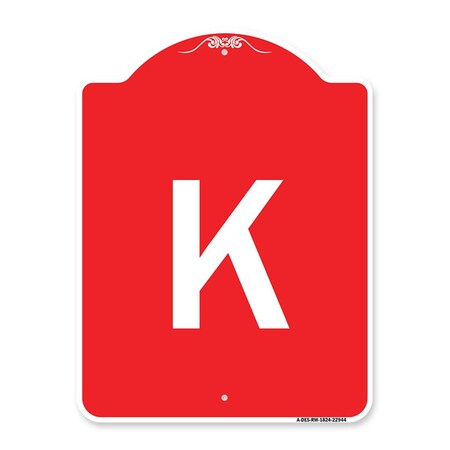 Amistad 18 x 24 in. Designer Series Sign - Sign with Letter K , Red & White AM2070608